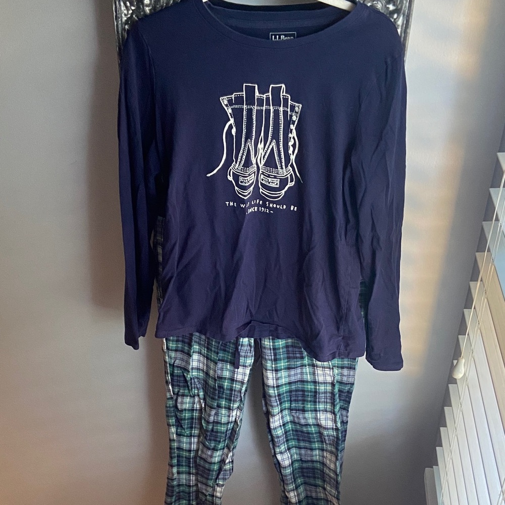LLBean Pajamas Set - Blue and Green Plaid